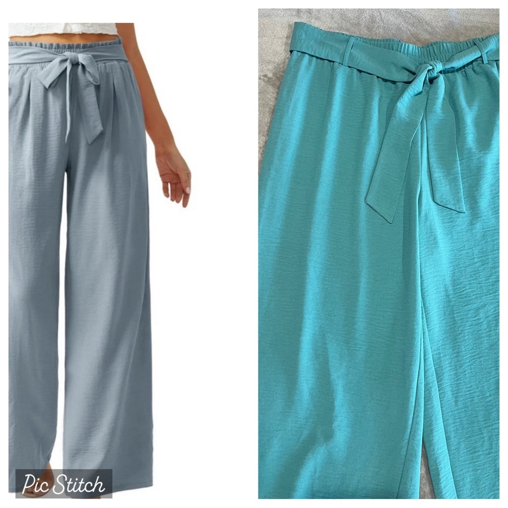 NYCC Women's Navy Blue Wide Leg Belted Pants Size L
